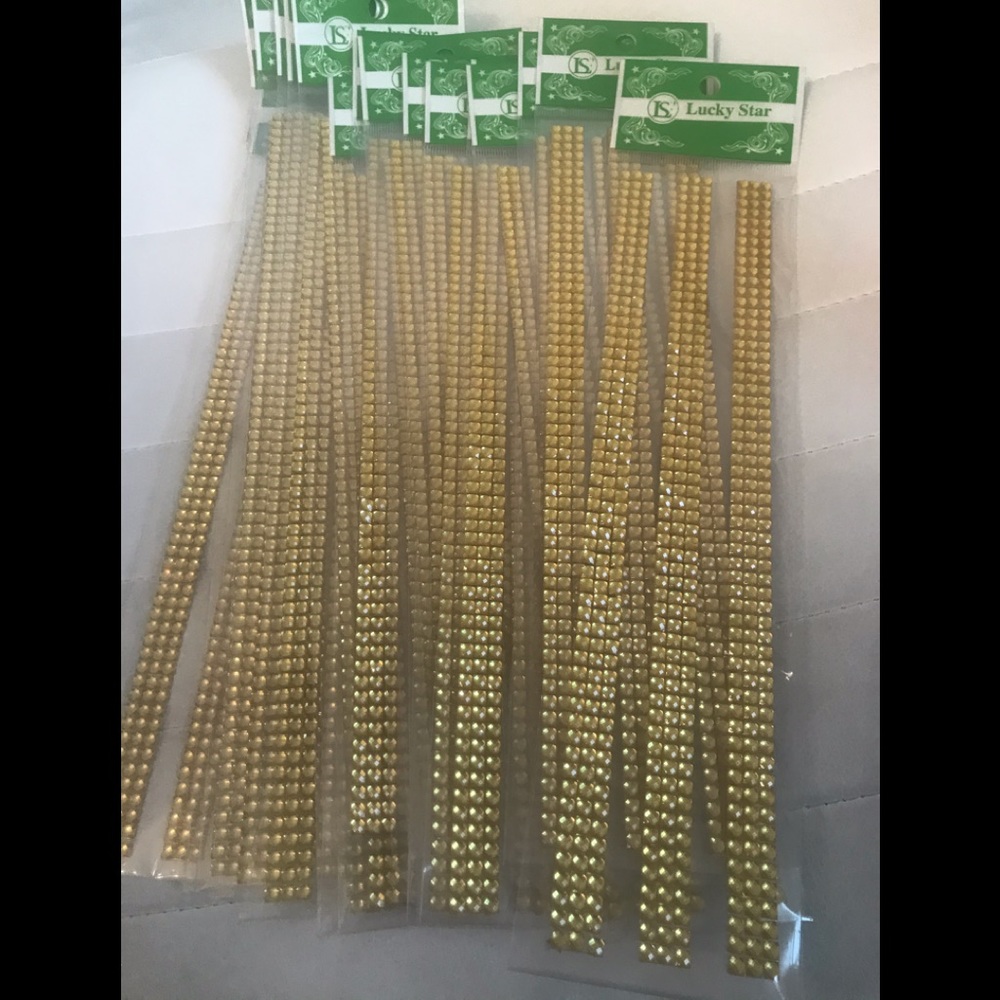 18 Pks. adhesive gold rhinestone craft strips